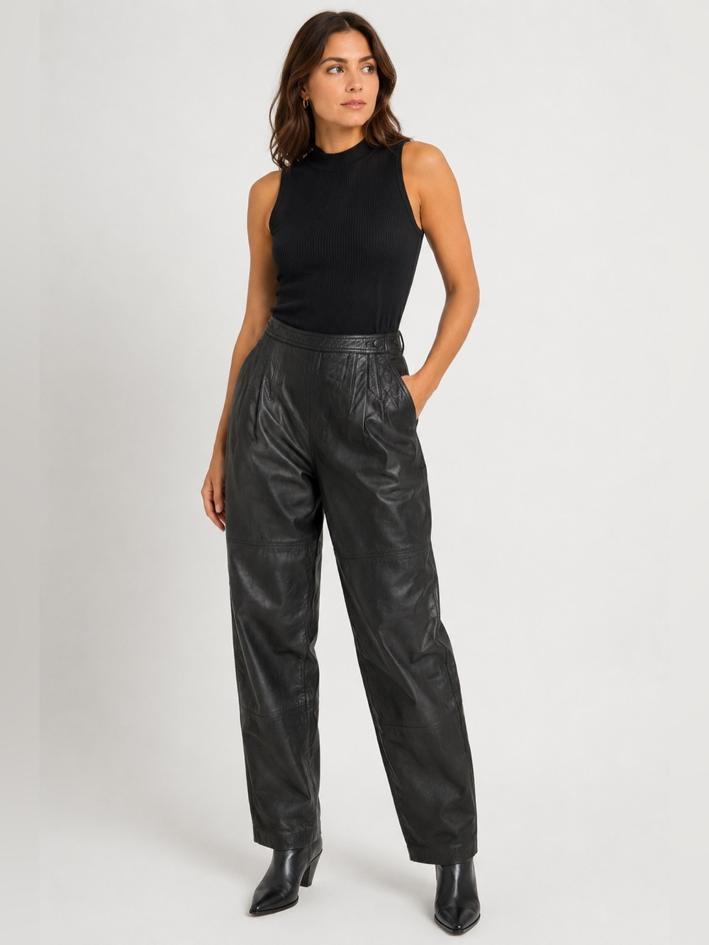 Vintage Design Assets Genuine Leather Pants Women’s 10 Black High Rise NWT
